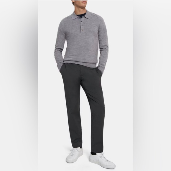 Theory Men’s Wool Blend Long-Sleeve‎ Polo Sweater in Light Gray - Large - Picture 10 of 10
